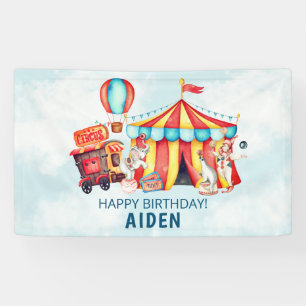 Banderoles Carnival Cirque Big Top Blue 1er Anniversaire