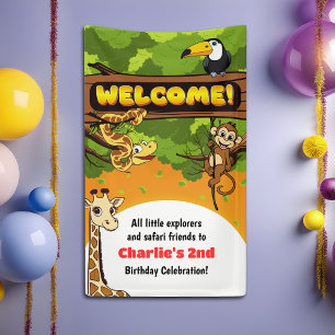 Banderoles Cartoon Safari Jungle Animaux Soirée Bienvenue