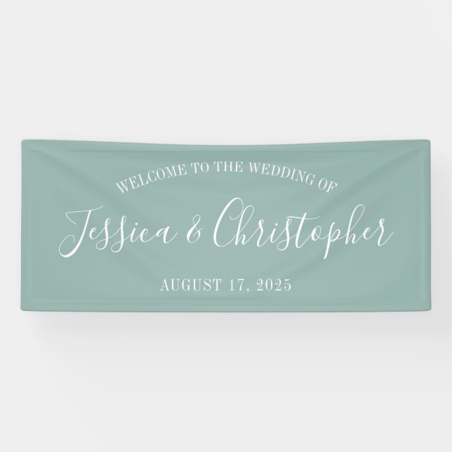 Banderoles Cascade Eucalyptus Solide Bandeau de mariage perso (Horizontal)