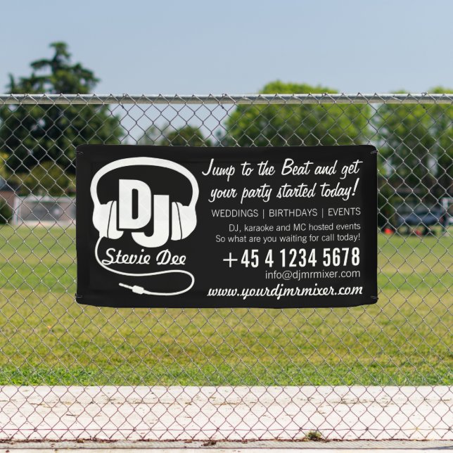 Banderoles Casque DJ noir blanc promotionnel (Insitu)