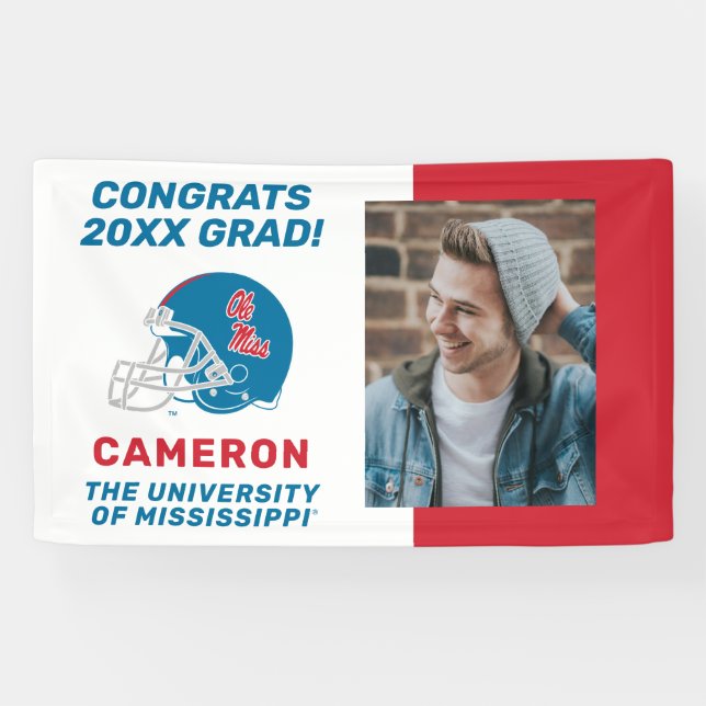 Banderoles Casque Ole Miss Football | Bleu clair (Horizontal)