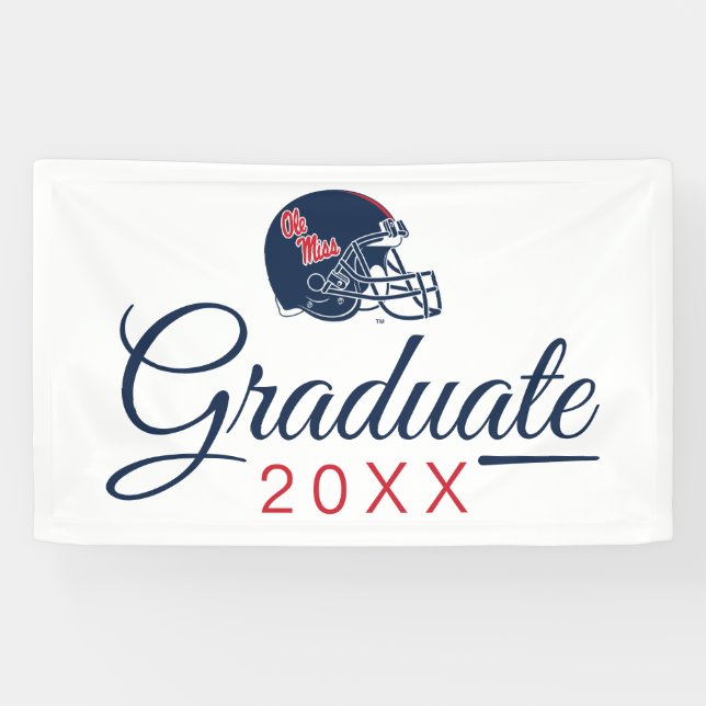 Banderoles Casque Ole Miss Football | bleu foncé (Horizontal)