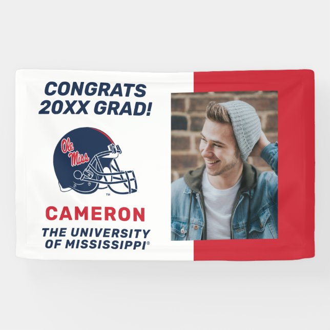 Banderoles Casque Ole Miss Football | bleu foncé (Horizontal)