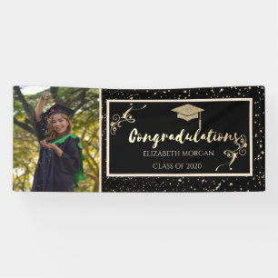 Banderoles Casquette de diplômé à paillettes dorées, Photo de