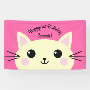 Banderoles Cat Cute Kitty Colorée 1er anniversaire Thème de