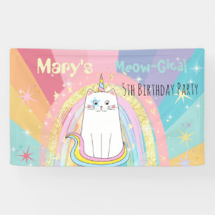Banderoles Caticorn Meow-Gical gosse Anniversaire