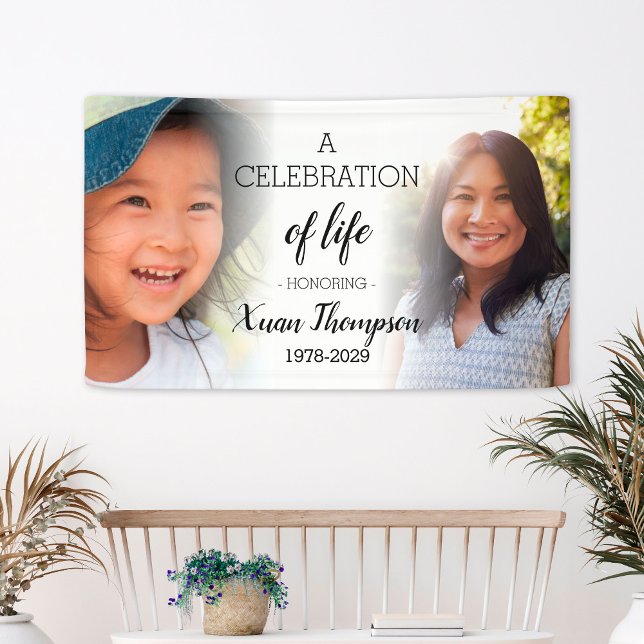 Banderoles Célébration De La Vie Photo Personnalisée (Celebration Of Life Personalized Memorial Photo Banner
)