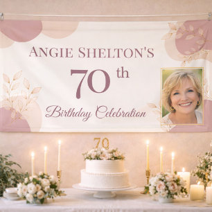 Banderoles Célébration photo de 70 ans d'anniversaire Blush é