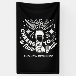 Banderoles Célébrer les nouveaux débuts Vin Verre Illustratio