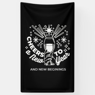 Banderoles Célébrer les nouveaux débuts Vin Verre Illustratio