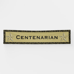 Banderoles "CENTENARIAN" 100e anniversaire Noir / Or Numéro 