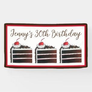 Banderoles Cerise Forêt-Noire Gâteau Slice Anniversaire Fête