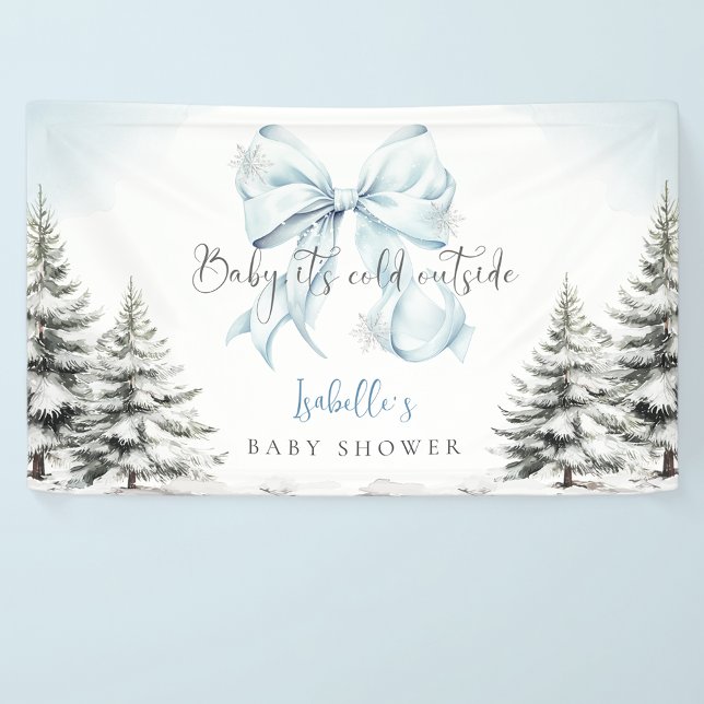 Banderoles C'est Froid Dehors Bleu Ruban Baby Shower Fête (Créateur téléchargé)