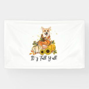 Banderoles C'est l'automne Y'all Corgi Citrouille Thanksgivin