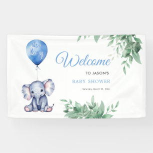 Banderoles C'est un Baby shower bleu éléphant garçon
