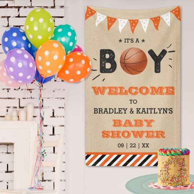 Banderoles C'est un garçon ! Basketball Baby shower à thème B (Créateur téléchargé)