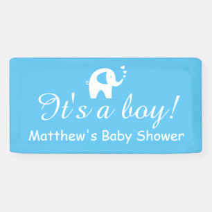 Banderoles C'est un garçon personnalisé nom bleu baby shower 