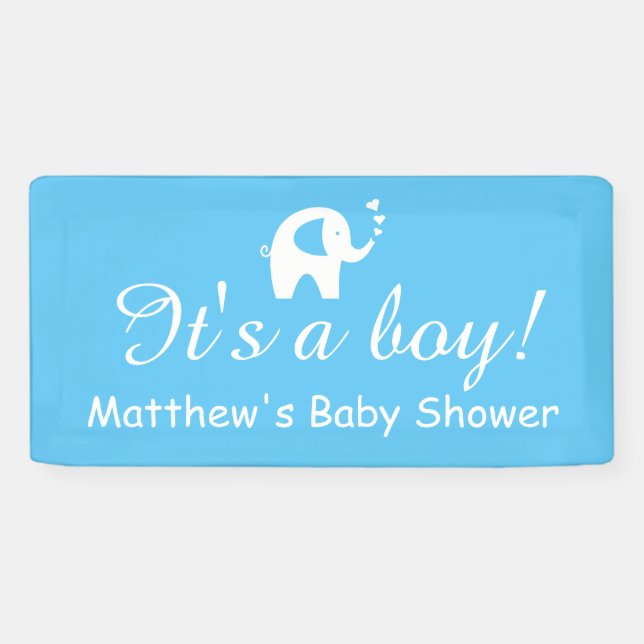 Banderoles C'est un garçon personnalisé nom bleu baby shower  (Horizontal)