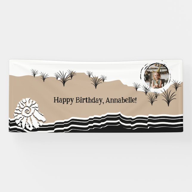 Banderoles C'est une fête de plage heureux Anniversaire Nom (Horizontal)