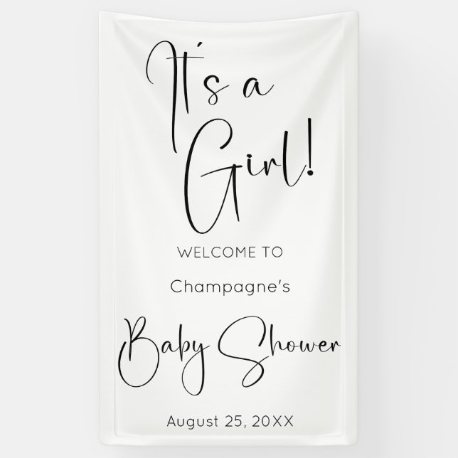 Banderoles C'est une fille Baby shower de script moderne (Vertical)