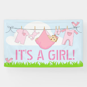 Banderoles C'est UNE FILLE ! (BÉBÉ DANS LA CONCEPTION DE ROSE