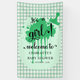 Banderoles C'est une fille Douce gingham vert pastel Baby Sho