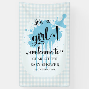 Banderoles C'est une fille Douce Pastel Bleu Vichy Baby Showe