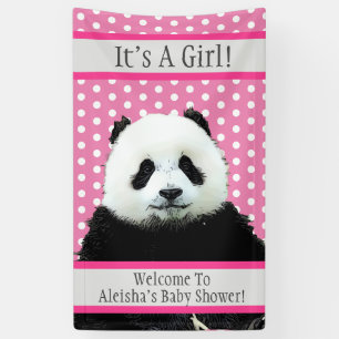 Banderoles C'est une petite fille Baby shower rose Panda Bear