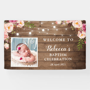 Banderoles Chaîne rustique illumine Floral Baby Baptism Bien