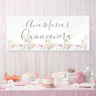 Banderoles Champ de fleurs sauvages dessin aquarelle