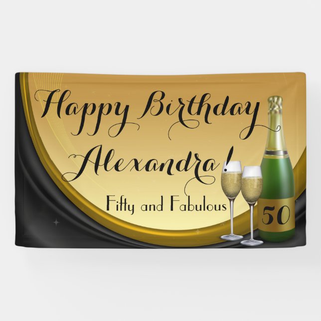 Banderoles Champagne d'or sur mesure 50e anniversaire bannièr (Horizontal)