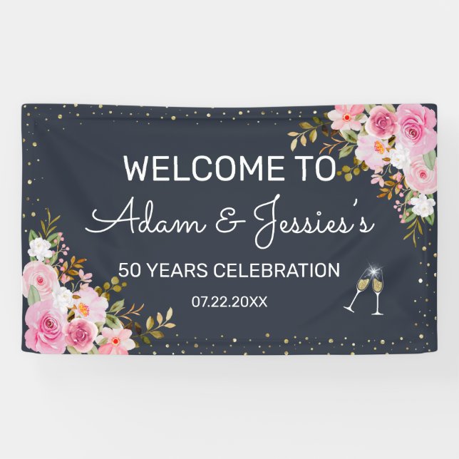 Banderoles Champagne rustique du 25e anniversaire Mariage Con (Horizontal)