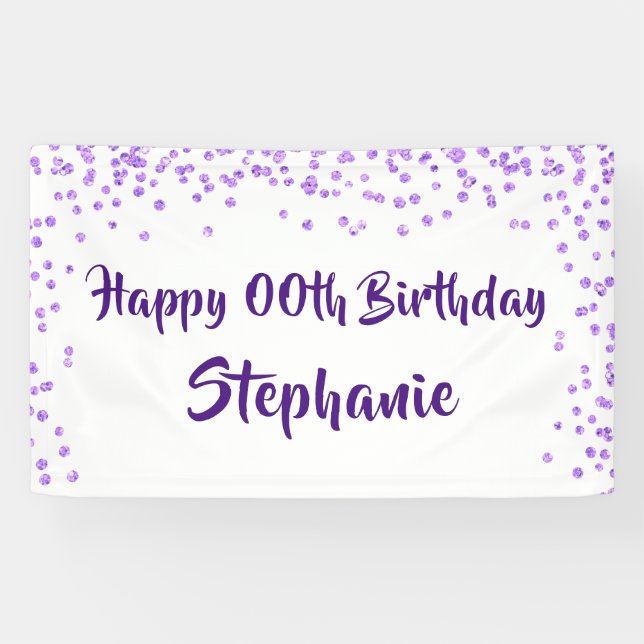 Banderoles Chaque année Anniversaire Purple Confetti Brush Sc (Horizontal)