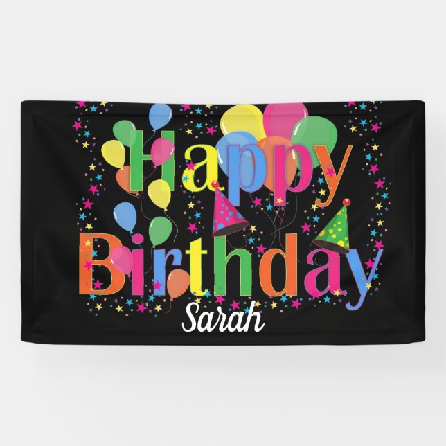 Banderoles Chaque année Joyeux anniversaire personnalisé (Horizontal)