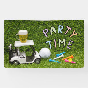 Banderoles Chariot de golf avec boule et bière pour la fête d