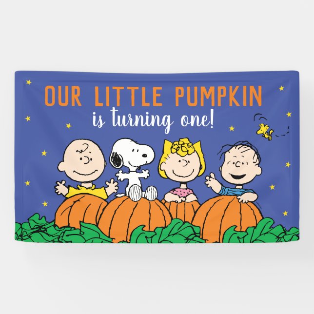 Banderoles Charlie Brown et Gang Citrouille 1er anniversaire (Horizontal)