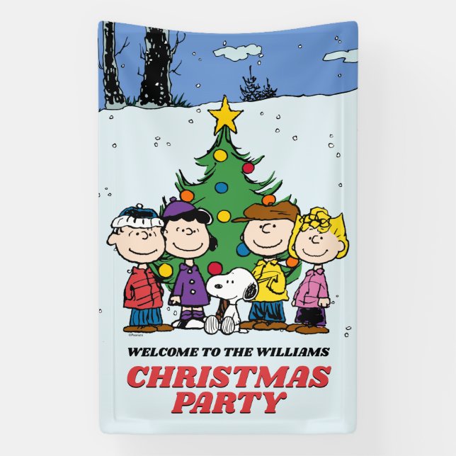 Banderoles Charlie Brown et la fête de Noël des amis (Verticale)