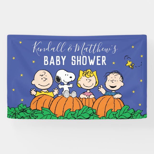 Banderoles Charlie Brown et le Baby shower Citrouille de Gang (Horizontal)