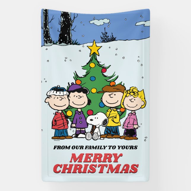 Banderoles Charlie Brown et ses amis Noël (Verticale)