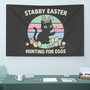 Banderoles Chasse de Pâques aux œufs Chat drôle