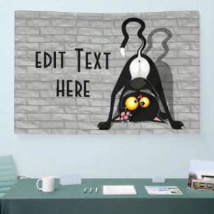 Banderoles Chat à l'envers Personnage de Dessin Animé Drôle