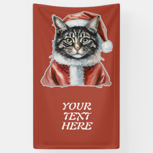 Banderoles Chat avec tenue du Père Noël - Noël 1