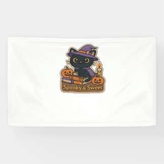 Banderoles Chat d'Halloween avec Livres Magiques - Em Éffraya