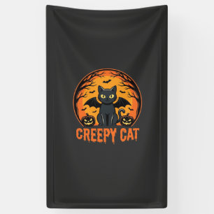 Banderoles Chat effrayant Halloween Chauve-souris Lune Graphi