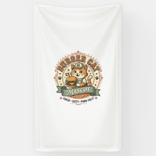 Banderoles Chat mascotte de Burger Chat mascotte de restaurat