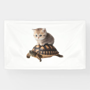 Banderoles chat mignon sur tortue