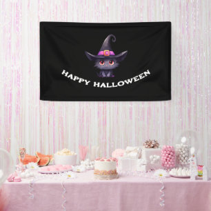 Banderoles Chat noir mignon portant l'Halloween Casquette d'u