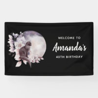 Chat noir par une Pleine lune magique Anniversaire