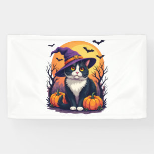 Banderoles Chat Noir Rétro Halloween Costume Citrouille Pour 