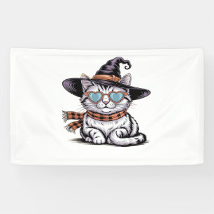 Banderoles Chat sorcière cool - Cute Halloween Kitty avec coe